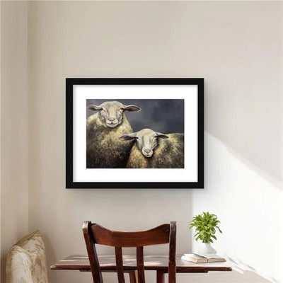 Begin Home Decor C1FM1620NH77LX 16 x 20 in. Two Sheeps - Farm Animals Bedroom...