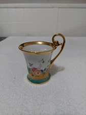Reproduction KPM Espresso Floral Cup With Gold Trim 
