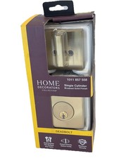 Square Brushed Gold Single Cylinder Deadbolt Featuring Dual Keyway