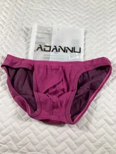 Adannu Mens Size M Cotton & Spandex Striped Brief Underwear Lightweight Elastic