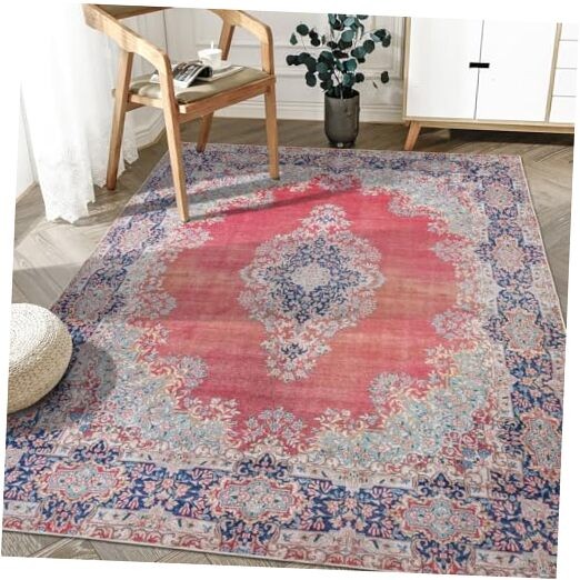 Maila Washable 5x8 Indoor Rug with Non-Slip Rubber Backing