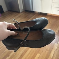 Bloch Techno Taps Shoes Women  s 8 Black Leather Upper Elastic Strap Pin Buckle