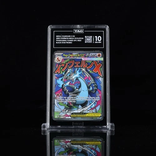 2025 POKEMON MEP EN-ME BLACK STAR PROMO #023 MEGA CHARIZARD X EX TAG 10