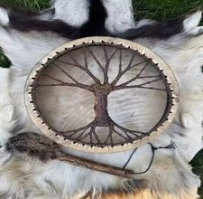Shaman Drum 10 Inch Handmade Shamanic Drum Hand Drum with Drum Stick Tree of Lif