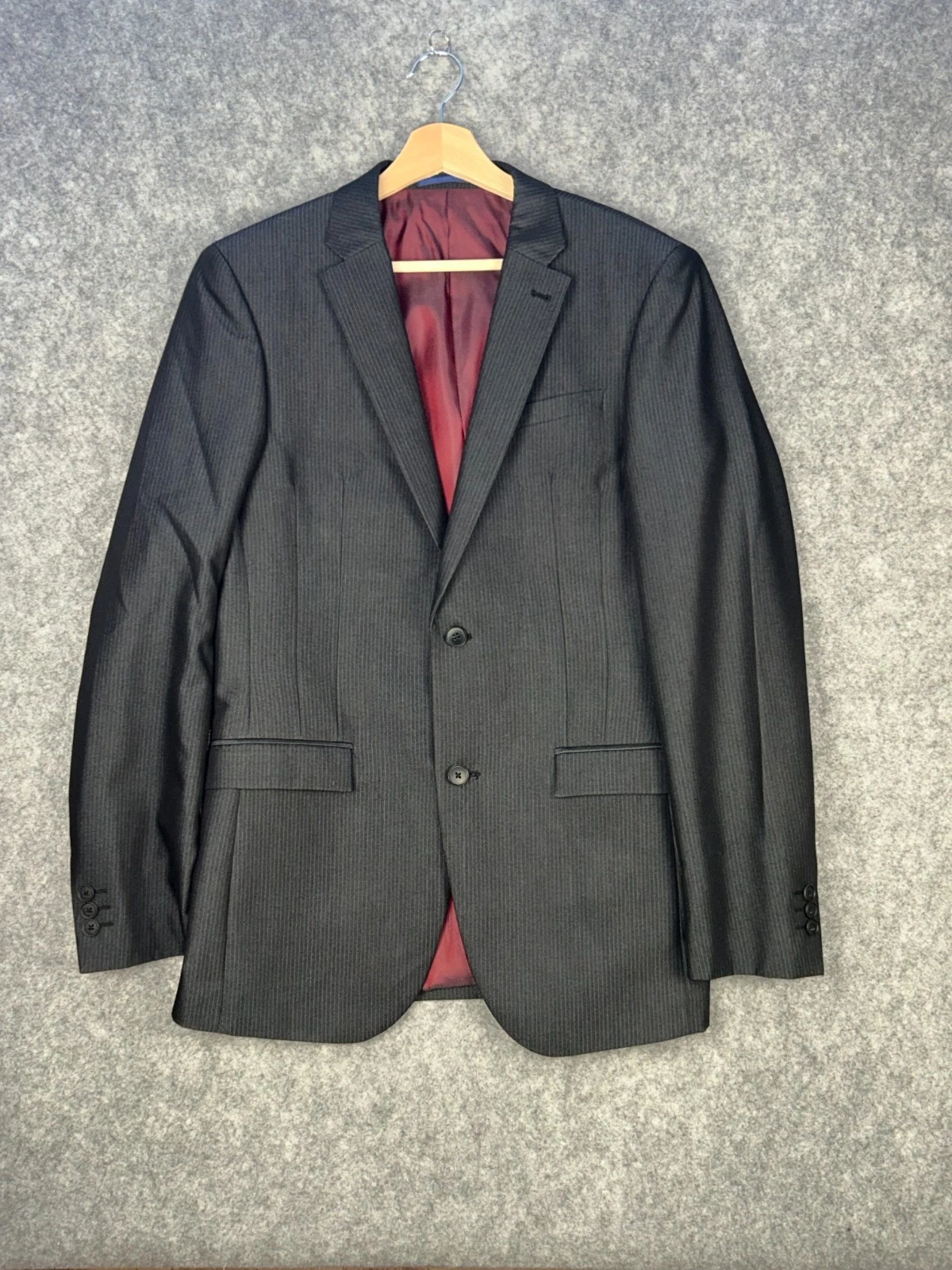 Next Mens Blazer Jacket 38L Charcoal Grey Pinstripe Tailored Fit Smart Office