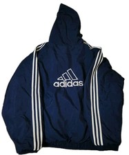    Vintage 90's Adidas Blue Puffer Jacket 3 Stripes Adult Size XL 26x26