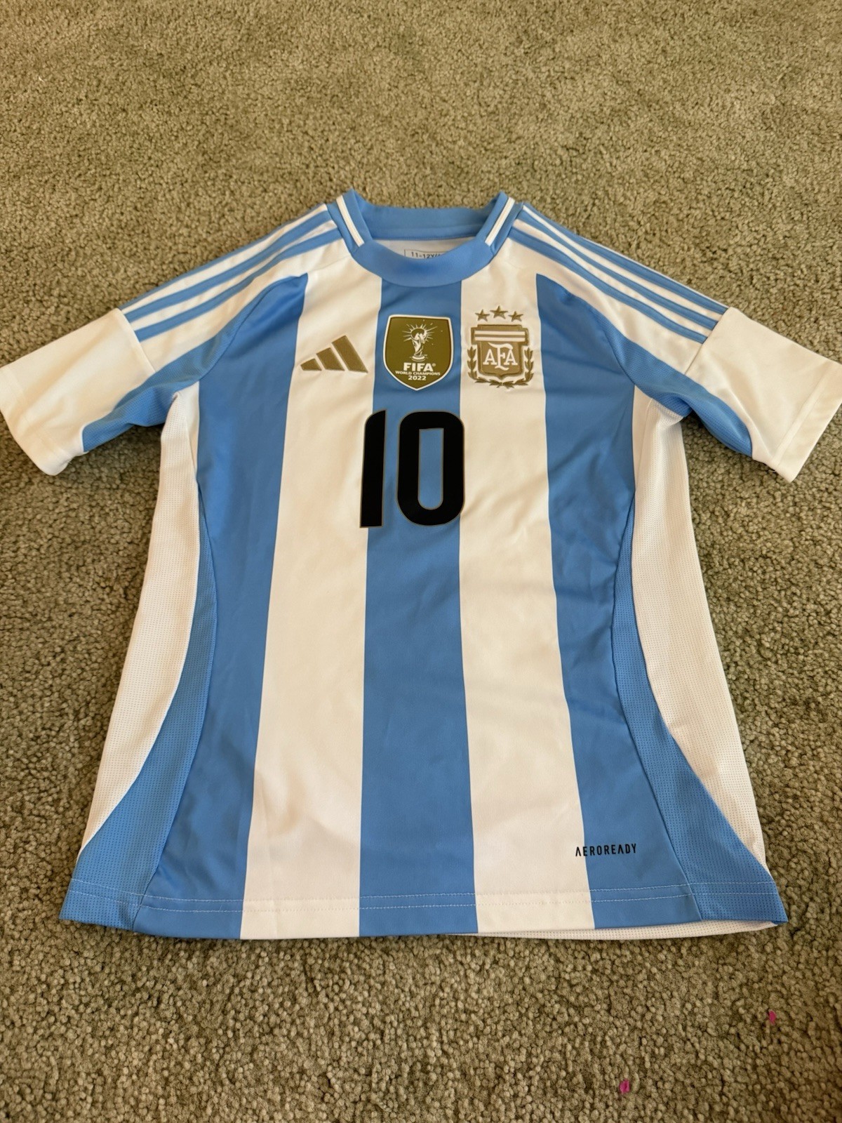 Youth Argentina 24 Messi Home Jersey M/11Y-12Y EUC Authentic/Replica