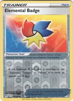 Elemental Badge 147/203 Uncommon Evolving Skies Pokemon Reverse Holo LP