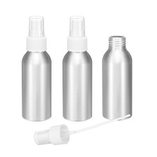 3pcs 100ml/3.4oz Aluminum Fine Mist Spray Bottles with White Nozzle Cap