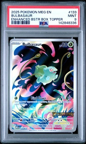 2025 POKEMON MEG EN-MEGA EVOLUTION ENHANCED BOOSTER BOX TOPPER BULBASAUR PSA 9