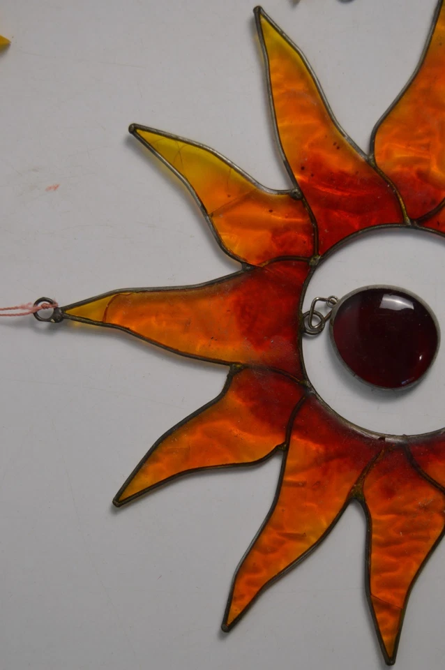 4 Vidrieras Vintage Metal Atrapasoles Sol Media Luna Prisma Signo de Paz Foto 2 de 4