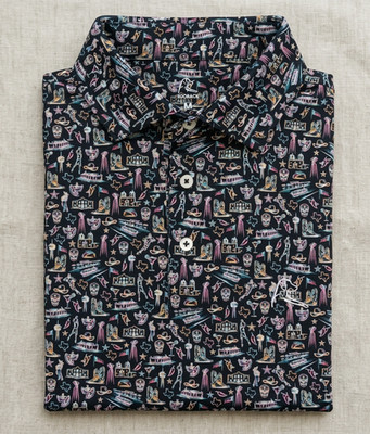NEW Rhoback The Alamo City Polo - Black TX - Stay-Crisp Collar Breathable Fabric