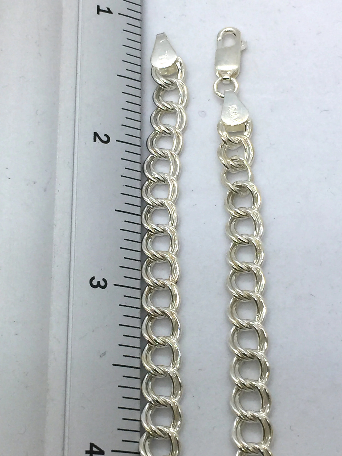 Solid 925 Sterling Silver Charm Link Curb Bracele… - image 2