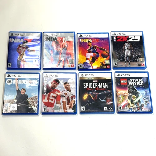 Sony PlayStation 5 PS5 Game Lot 8 Games NBA 2K25 2K23 Madden 23 Spider-Man Miles
