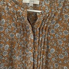 The LOFT senfgelb Plissee vorne Blumenmuster 3/4 Bluse Top Small 