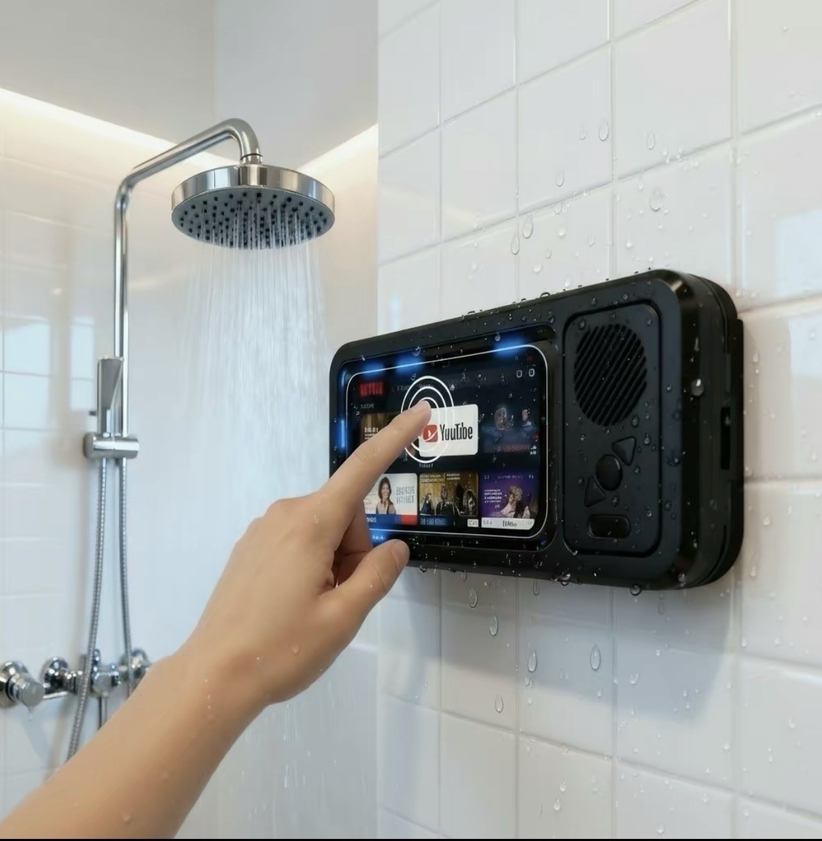Bathroom Shower Waterproof Phone Holder Bluetooth Speaker 360°ROTATION Touch S