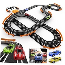 Slot Car Race Track Sets with 4 High-Speed Racing Car, Battery or Large