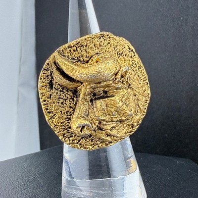 Taurus Ring Zodiac Gold Tone Bull Celestial Horoscope Adjustable Size 5.5