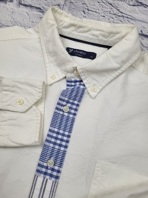 Daniel Cremieux Classics Shirt White Blue Plaid Long Sleeve Cotton Men XL