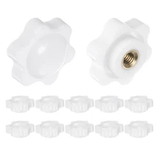 12pcs Star Knobs M5 Thread 25mm Head Non-Through Hole Brass Insert Knob White