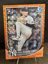 2025 Bowman * Orange /25 Refractor * Will Warren SSP 13/25 New York Yankees RC