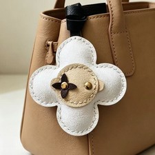 Handmade Genuine Leather Flower Bag Charm Keychain - Purse Accessory For Totes