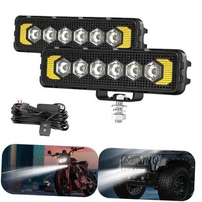 2 PCS 50W 6 Inch LED Spotlight Bar with DRL, 2 PCS 50W 6 inch w/ Wiring Harness