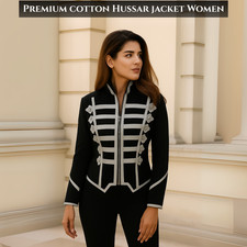 Premium Cotton Hussar Jacket Women Vintage Military Parade Jacket Drummer Jacket