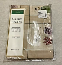 Vintage Croscill Botanica 9316 Tailored Tier-Pair, Linen/Multi Color 82WX36L USA