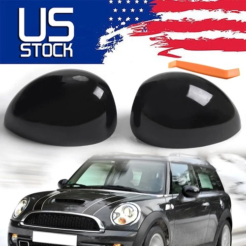 Glossy Black Wing Mirror Cover Cap Assemblies For Mini Cooper R55 R60 2007-2013