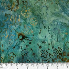 QUILTER'S BATIK 45-inch BTY 100 Cotton Shades of Teal Tan H