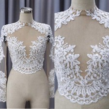 New Long Sleeve Wrap Jacket Appliues Bride Jackets High Neck Wedding Accessories