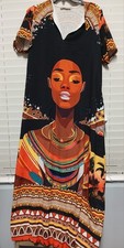 African Dashiki Print Maxi Dress Multi-Color Short Sleeve for Women