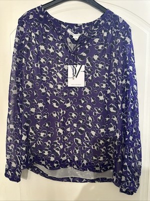 Diane von Furstenberg Damen Bluse Hemdbluse Seide Lila Große 4