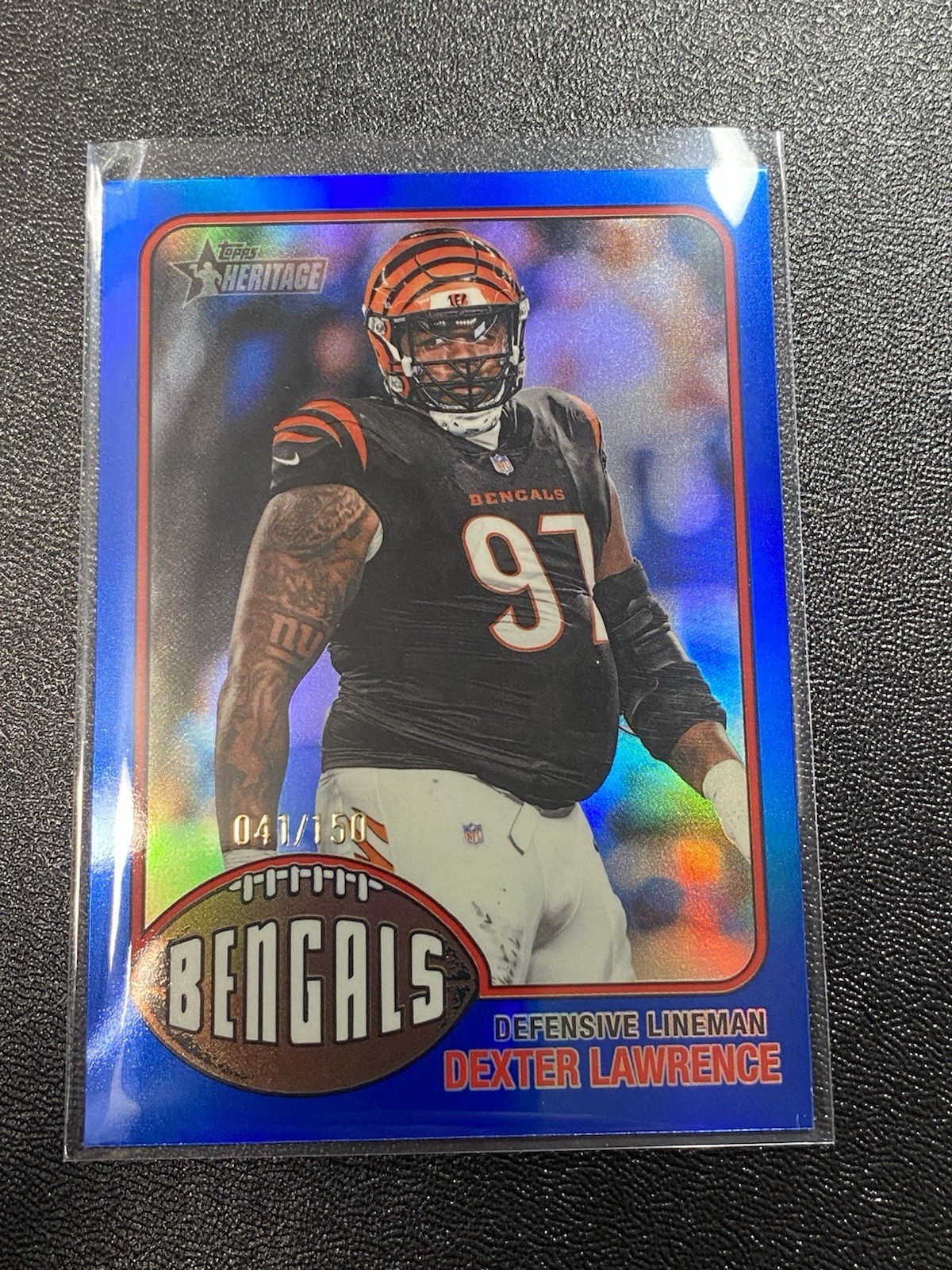 DEXTER LAWRENCE 2026 TOPPS HERITAGE CHROME BLUE REFRACTOR /150 #58 BENGALS