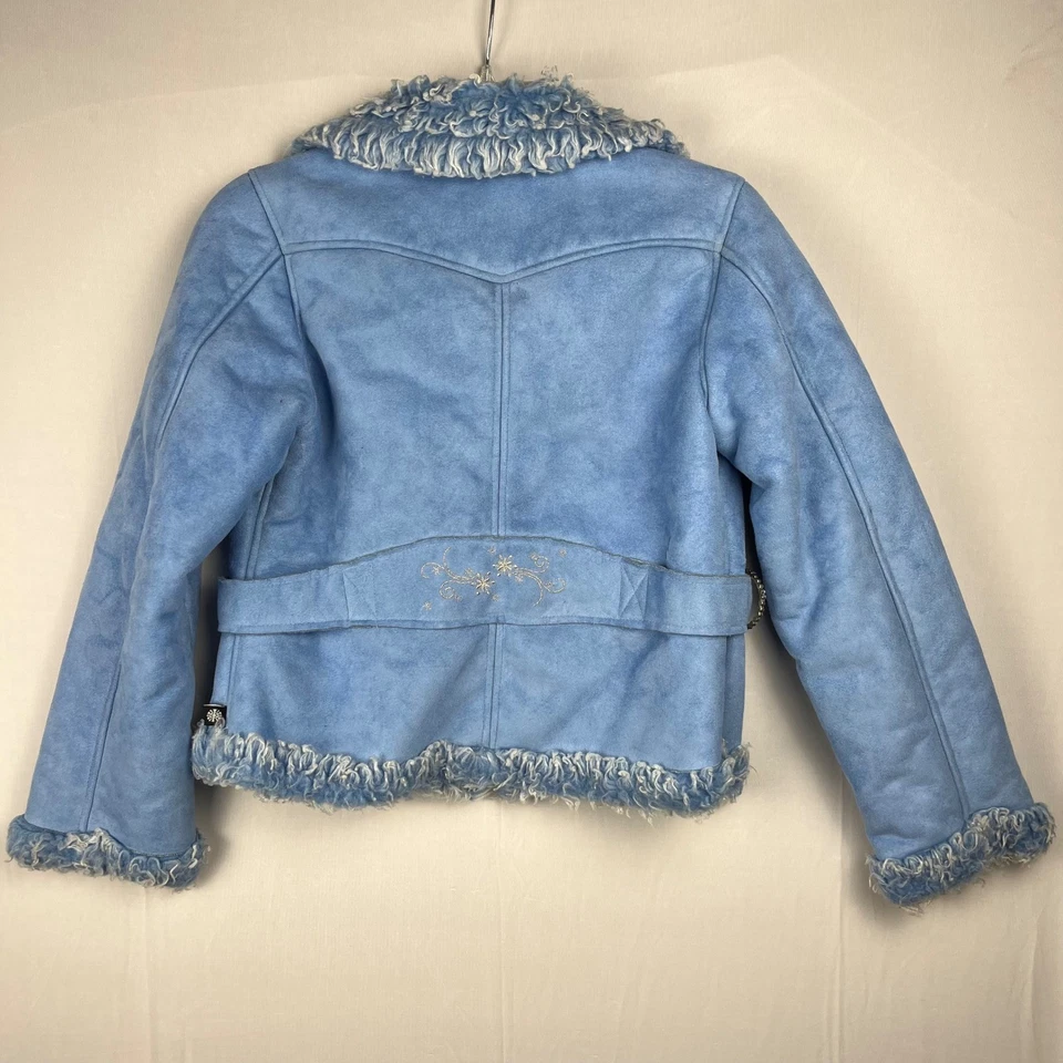 Rothschild Kids Blue Faux Suede Fur Trimmed Winter Jacket Rhinestones Girls 14Lg - Image 2 of 4