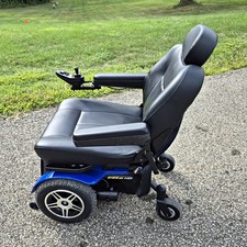 Jazzy Power Wheelchair Blue/Black 4-Wheel Electric w/ Joystick, Headrest, Arms
