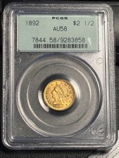 1892 $2.50 Gold Liberty Head Quarter Eagle PCGS AU-58 OGH PQ