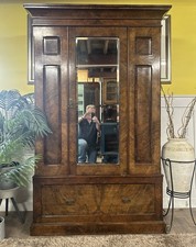 Absolutely stunning Burr Walnut Victorian Antique Mirrored Wardrobe