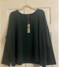 NWT 158 Eileen Fisher Pine Cozy Brushed Round Neck Box Top 1X 2X 3X