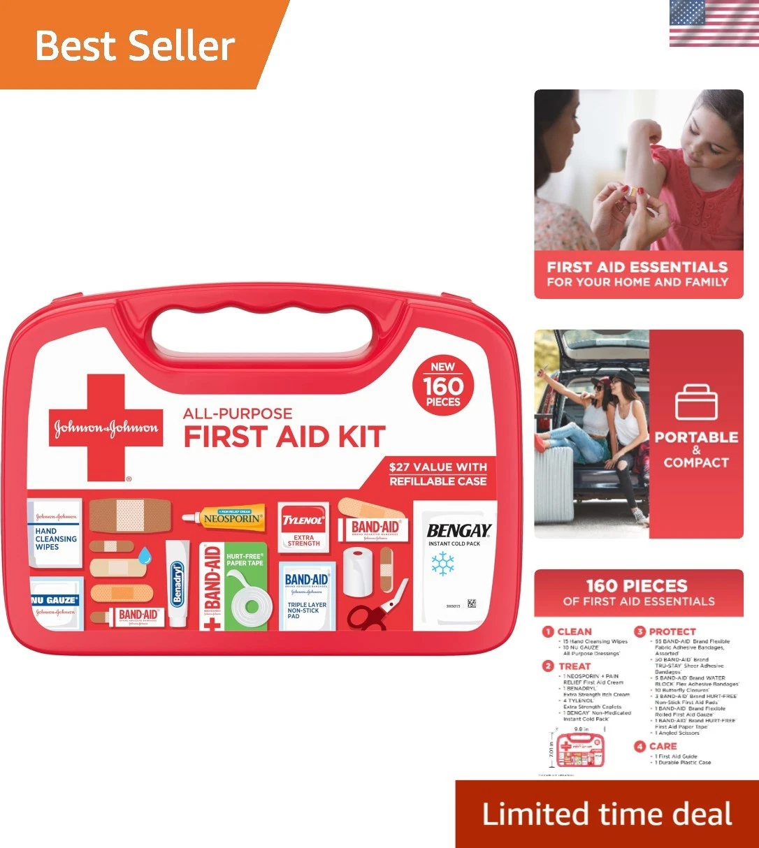 160-Piece Portable First Aid Kit - All-Purpose Emergency Care for Home & Travel
Opens in a new windo