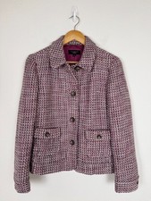 Talbots Blazer Size 10 Pink Tweed Wool Blend Lined Jacket preppy Office Career