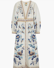 NEW, Farm Rio Mystic Blue Lotus Placed Print Maxi Dress Sz M #MD2051