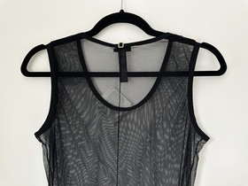 LA PERLA Black Sheer Mesh Bodysuit Scoop Neckline 3 Italy NWT