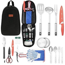 Fortitude21 Camping Gear, Cooking Set, 21pcs Accessories Cooking, Black 