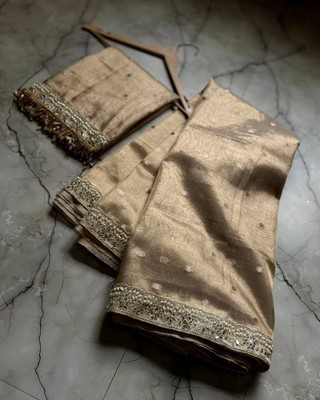 Premium Banarasi Tissue Silk Saree With Lace Border Desing