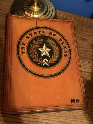 Custome Vintage Hand Tooled State Of Texas Document Folder MB Initials