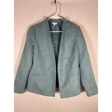 Chico s Dusty Blue Faux Suede Open Front Blazer Jacket Size Medium
