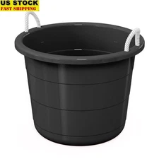 Flexible 17G Plastic Storage Tub W/ Rope Handles Multi-Purpose Utility Bucket US