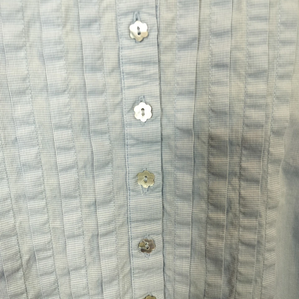 Camisón Crabtree & Evelyn Azul Algodón S Pequeño Para Mujer Tanque Midi Pintuck Plisado Foto 4 de 4